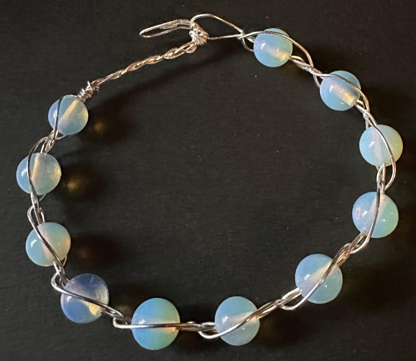 Moonstone and silver braided bracelet